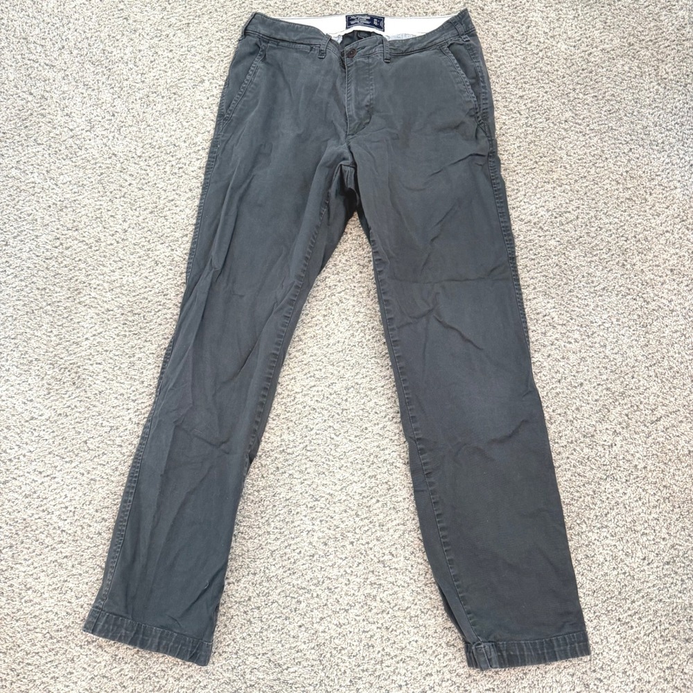 Abercrombie‎ & Fitch Kennan Straight Stretch Chino Pants Charcoal Grey Casual